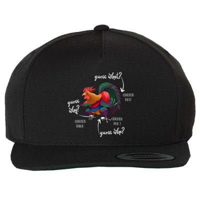 Guess What Chicken Butt Guess Why Chicke Thigh Guess Who Poo Gift Wool Snapback Cap