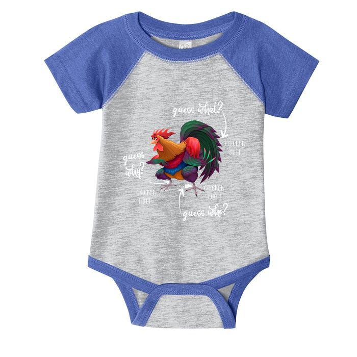 Guess What Chicken Butt Guess Why Chicke Thigh Guess Who Poo Gift Infant Baby Jersey Bodysuit