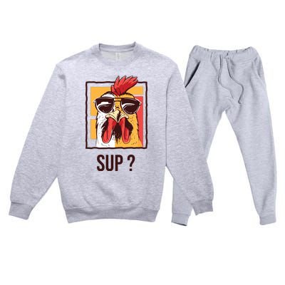 Guess What Chicken Butt Funny Premium Crewneck Sweatsuit Set