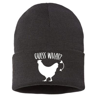 Guess What Chicken Butt Funny Rhyme Song Chicken Lovers Sustainable Knit Beanie