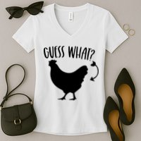 Guess What Chicken Butt Funny Rhyme Song Chicken Lovers Women's V-Neck T-Shirt