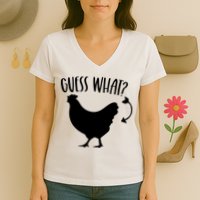 Guess What Chicken Butt Funny Rhyme Song Chicken Lovers Women's V-Neck T-Shirt