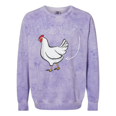 Guess What Chicken Shirts Funny Joking Chicken Gift Colorblast Crewneck Sweatshirt