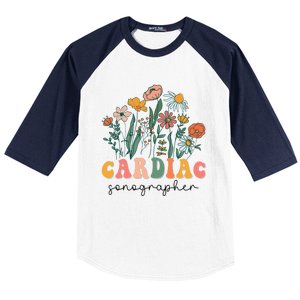 Groovy Wildflower Cardiac Sonographer Tees Baseball Sleeve Shirt