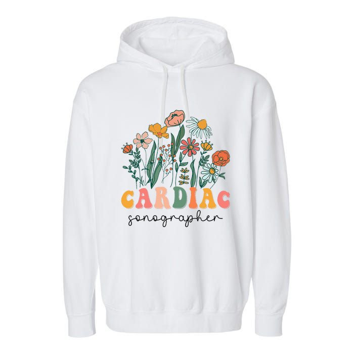 Groovy Wildflower Cardiac Sonographer Tees Garment-Dyed Fleece Hoodie