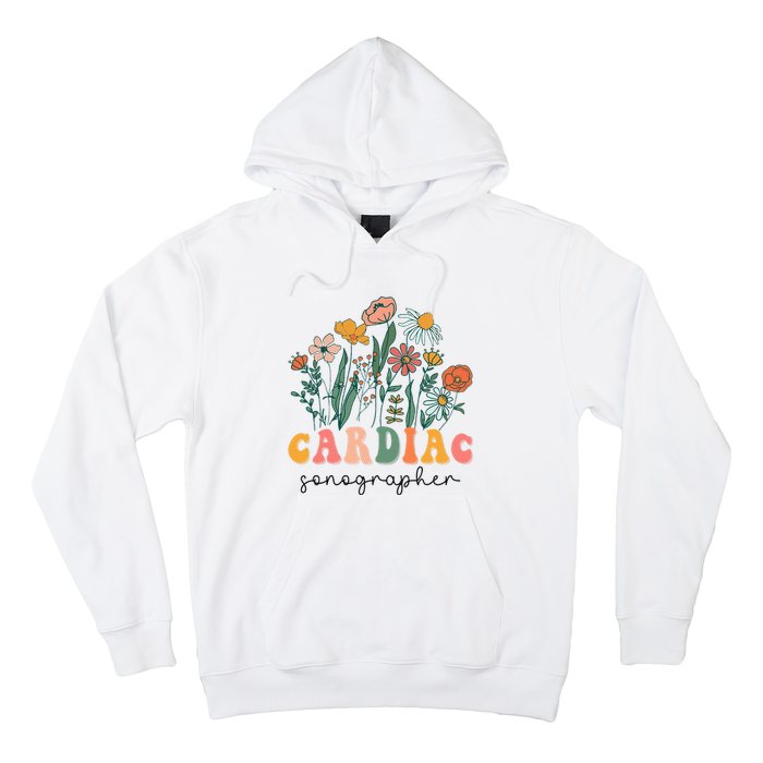 Groovy Wildflower Cardiac Sonographer Tees Hoodie