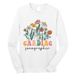 Groovy Wildflower Cardiac Sonographer Tees Long Sleeve Shirt