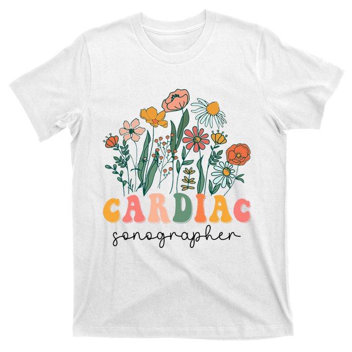 Groovy Wildflower Cardiac Sonographer Tees T-Shirt