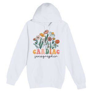 Groovy Wildflower Cardiac Sonographer Tees Premium Pullover Hoodie