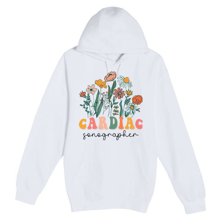 Groovy Wildflower Cardiac Sonographer Tees Premium Pullover Hoodie