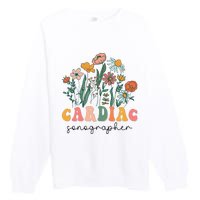 Groovy Wildflower Cardiac Sonographer Tees Premium Crewneck Sweatshirt