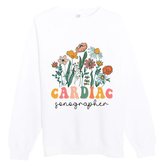 Groovy Wildflower Cardiac Sonographer Tees Premium Crewneck Sweatshirt