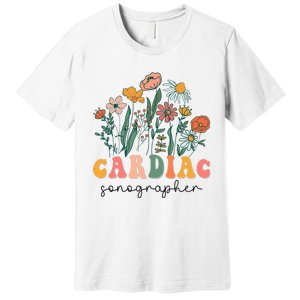 Groovy Wildflower Cardiac Sonographer Tees Premium T-Shirt