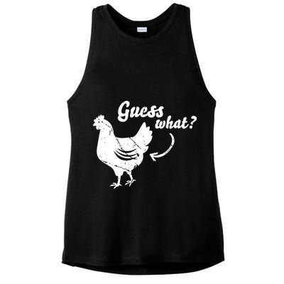 Guess What Chicken Butt The Original Distressed Look Ladies PosiCharge Tri-Blend Wicking Tank
