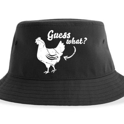 Guess What Chicken Butt The Original Distressed Look Sustainable Bucket Hat