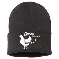 Guess What Chicken Butt The Original Distressed Look Sustainable Knit Beanie