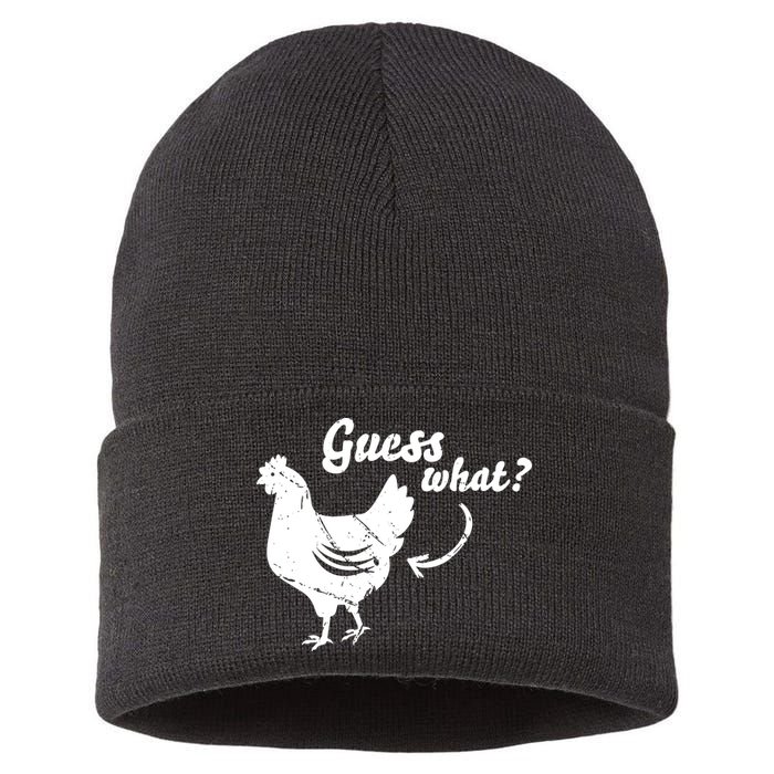 Guess What Chicken Butt The Original Distressed Look Sustainable Knit Beanie