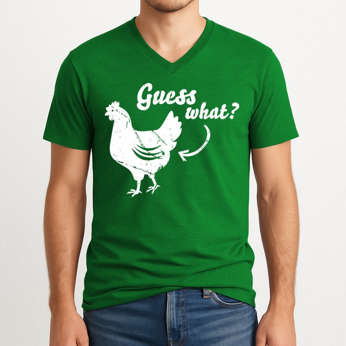 Guess What Chicken Butt The Original Distressed Look V-Neck T-Shirt