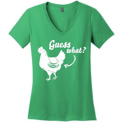 Guess What Chicken Butt The Original Distressed Look Women's V-Neck T-Shirt