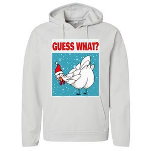 Guess What Chicken Butt Funny Egg & Chicken Farmer Christmas Performance Fleece Hoodie