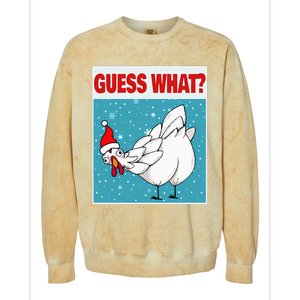 Guess What Chicken Butt Funny Egg & Chicken Farmer Christmas Colorblast Crewneck Sweatshirt