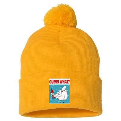 Guess What Chicken Butt Funny Egg & Chicken Farmer Christmas Pom Pom 12in Knit Beanie