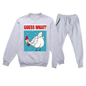 Guess What Chicken Butt Funny Egg & Chicken Farmer Christmas Premium Crewneck Sweatsuit Set