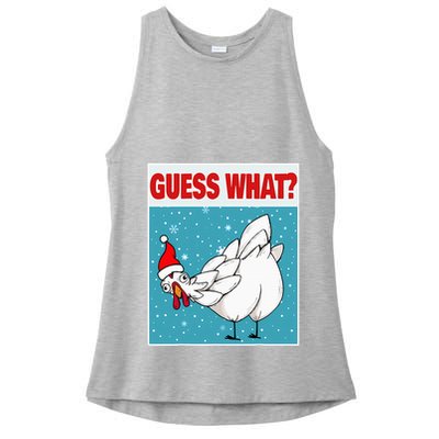 Guess What Chicken Butt Funny Egg & Chicken Farmer Christmas Ladies PosiCharge Tri-Blend Wicking Tank