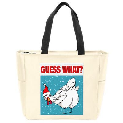 Guess What Chicken Butt Funny Egg & Chicken Farmer Christmas Zip Tote Bag