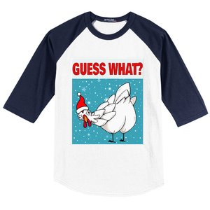 Guess What Chicken Butt Funny Egg & Chicken Farmer Christmas Baseball Sleeve Shirt