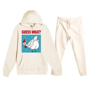 Guess What Chicken Butt Funny Egg & Chicken Farmer Christmas Premium Hooded Sweatsuit Set