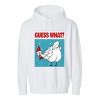 Guess What Chicken Butt Funny Egg & Chicken Farmer Christmas Garment-Dyed Fleece Hoodie