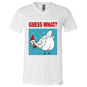 Guess What Chicken Butt Funny Egg & Chicken Farmer Christmas V-Neck T-Shirt