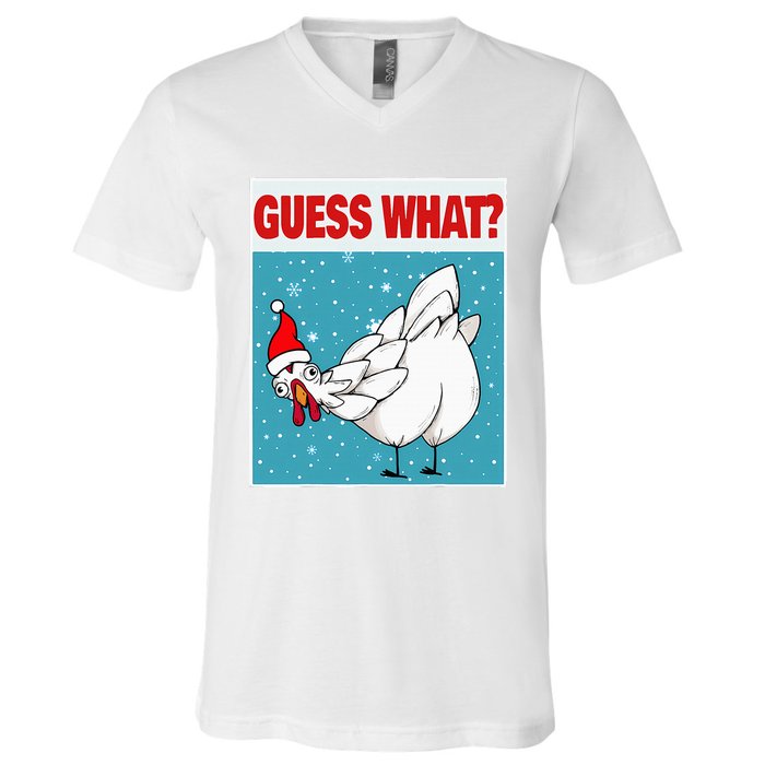 Guess What Chicken Butt Funny Egg & Chicken Farmer Christmas V-Neck T-Shirt