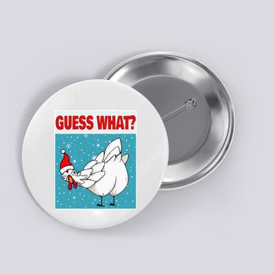 Guess What Chicken Butt Funny Egg & Chicken Farmer Christmas Button
