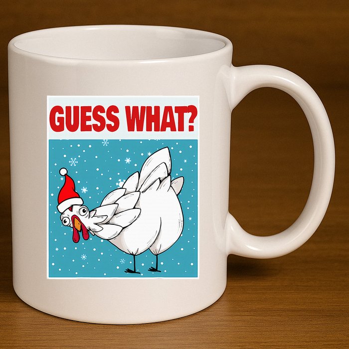 Guess What Chicken Butt Funny Egg & Chicken Farmer Christmas 11oz C Handle Ceramic Mug