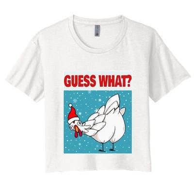 Guess What Chicken Butt Funny Egg & Chicken Farmer Christmas Crop Top