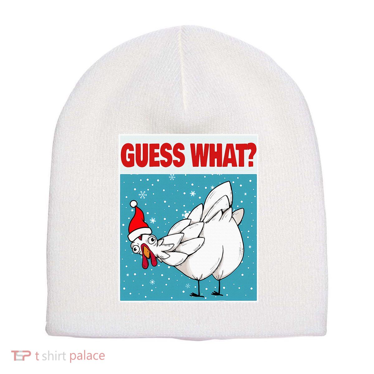 Guess What Chicken Butt Funny Egg & Chicken Farmer Christmas Short Acrylic Beanie