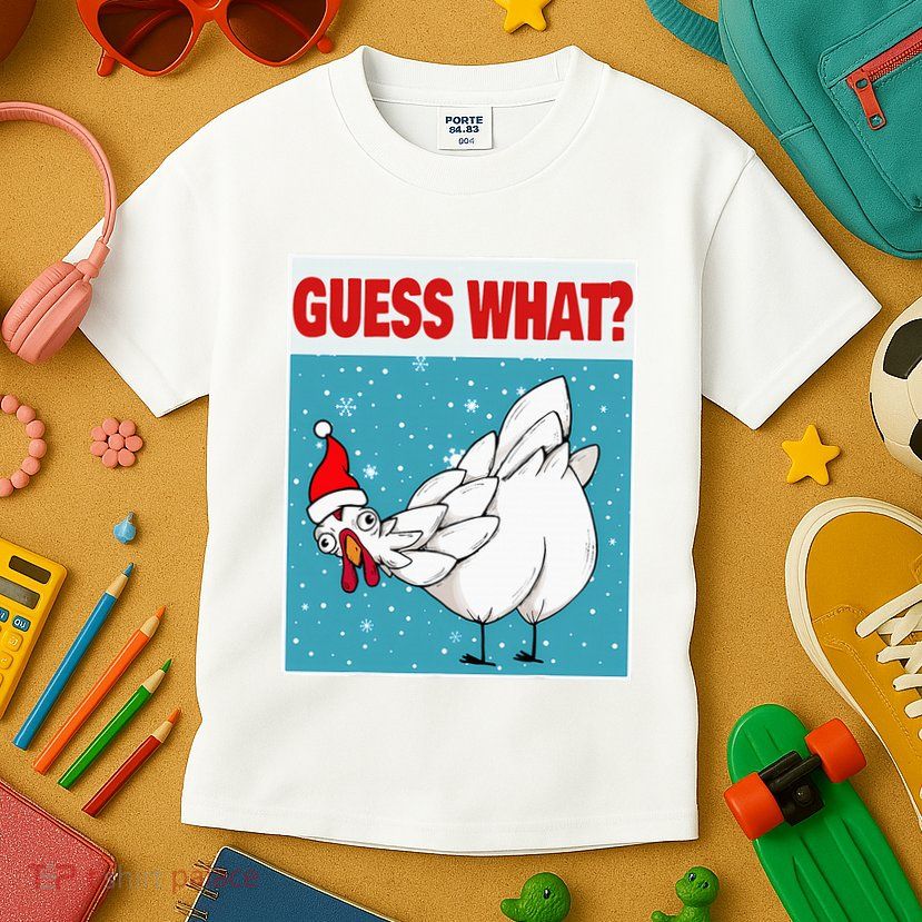 Guess What Chicken Butt Funny Egg & Chicken Farmer Christmas Kids T-Shirt