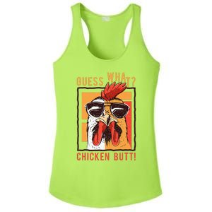 Guess What Chicken Butt! Funny Dadsiblingsfriends Ladies PosiCharge Competitor Racerback Tank