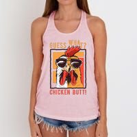 Guess What Chicken Butt! Funny Dadsiblingsfriends Women's Knotted Racerback Tank