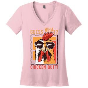 Guess What Chicken Butt! Funny Dadsiblingsfriends Women's V-Neck T-Shirt