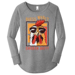 Guess What Chicken Butt! Funny Dadsiblingsfriends Women's Perfect Tri Tunic Long Sleeve Shirt