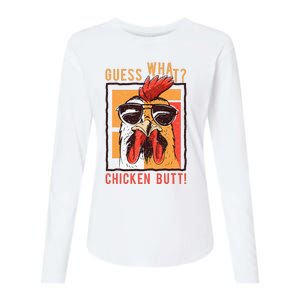 Guess What Chicken Butt! Funny Dadsiblingsfriends Womens Cotton Relaxed Long Sleeve T-Shirt