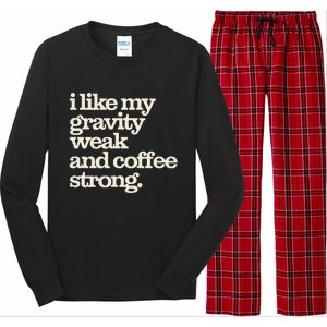 Gravity Weak Coffee Strong Retro Space Coffee Text Design Long Sleeve Pajama Set