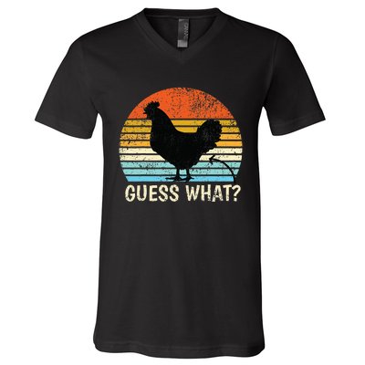 Guess What Chicken Butt! Farm Joke Funny V-Neck T-Shirt