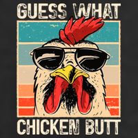 Guess What Chicken Butt Funny Chicken Meme 7 Panel Mesh Trucker Snapback Hat