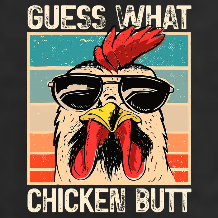 Guess What Chicken Butt Funny Chicken Meme 7 Panel Mesh Trucker Snapback Hat
