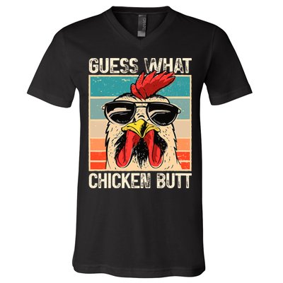 Guess What Chicken Butt Funny Chicken Meme V-Neck T-Shirt