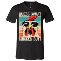 Guess What Chicken Butt Funny Chicken Meme V-Neck T-Shirt